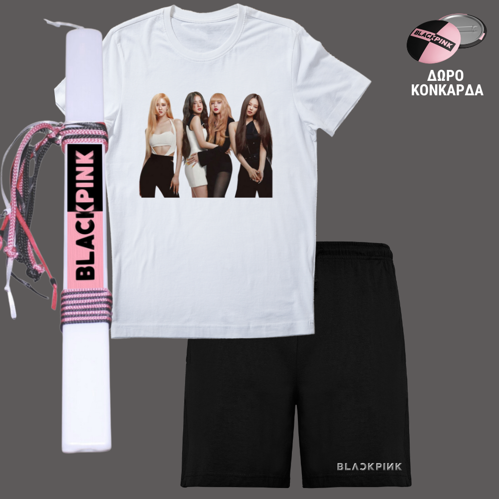 Λαμπάδα & Σετ Tshirt & Σορτσάκι Black Pink